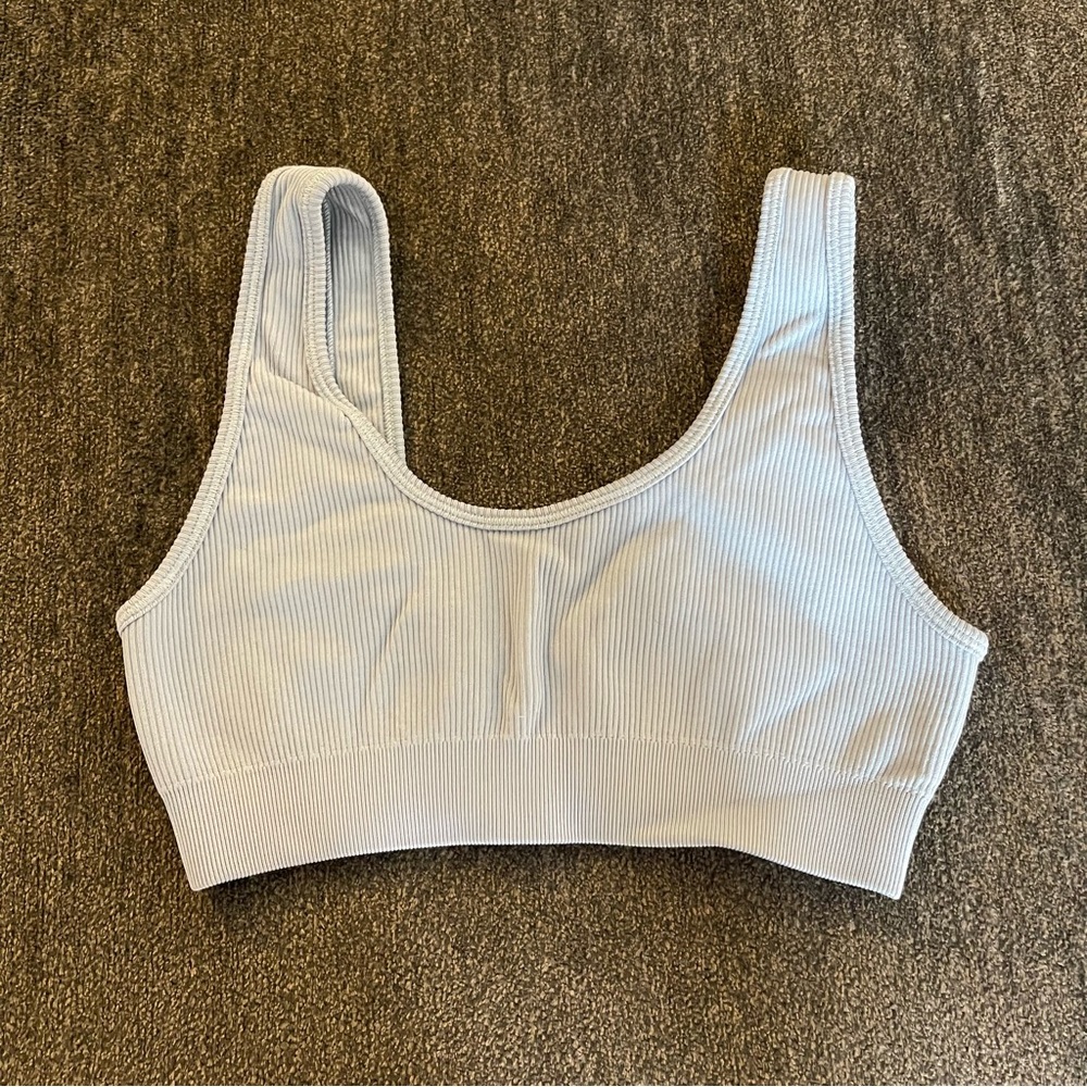 Verie | Blue Ribbed Sports Bra - Picture 4 of 9